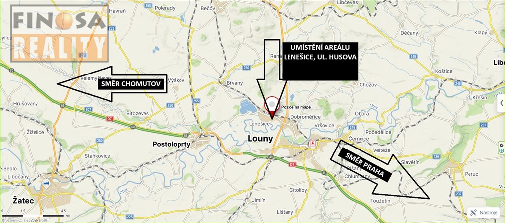 Pronájem zpevněné asfaltové plochy 10 000 m² v Lenešicích u Loun, u dálnice D7
